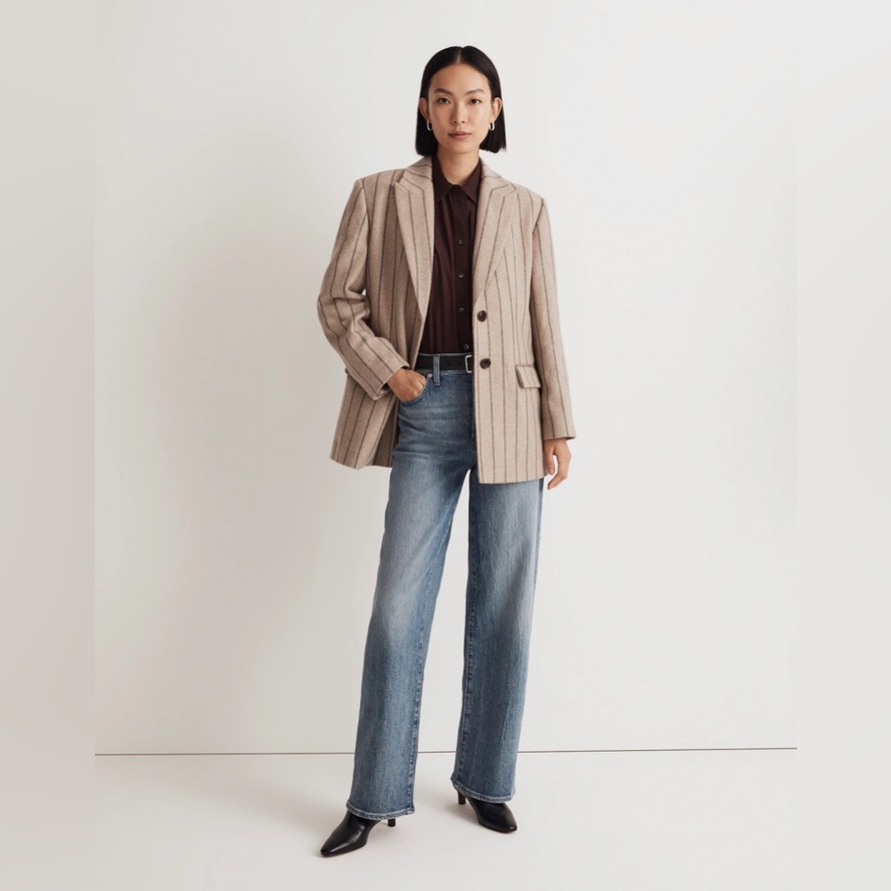 Madewell The Bedford oversized wool blend belted blazer